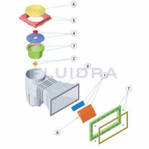 Recambio Skimmer de hormigón con boca ampliación y tapa cuadrada 00252